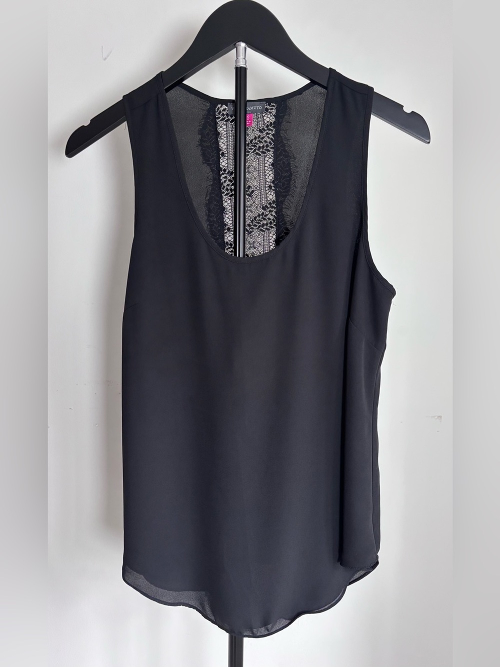 Vince Camuto Black Lace-Accent Tank | XS | Romantic | Boho | Gothic